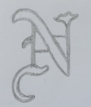 イニシャル手描きN